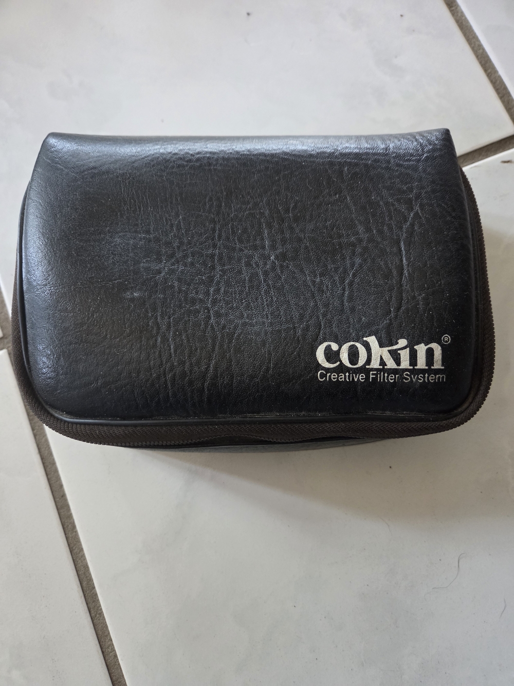 Black Leather Compact Filter Case for Men